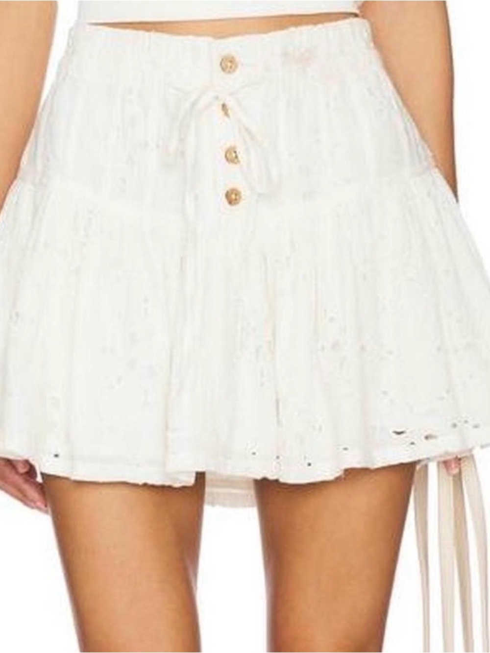 Free People Roselle Eyelet Tiered Mini Skirt
